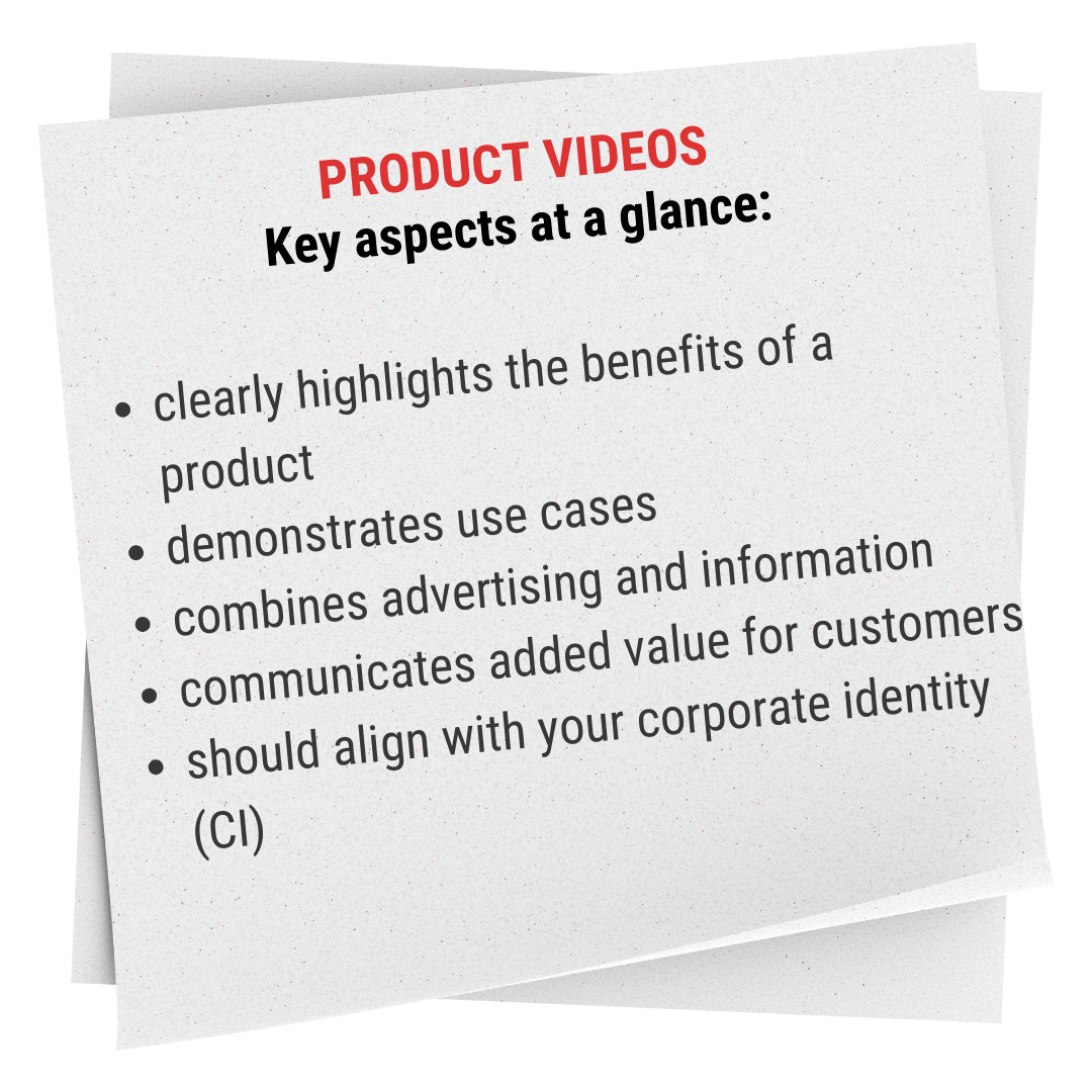 Product videos - key aspects at a glance
